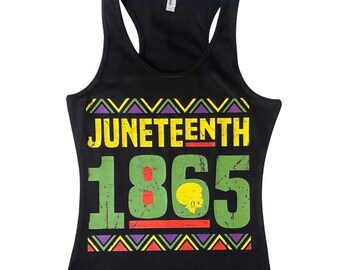 Juneteenth 1865 boy or girl black tee, tank or baseball shirt