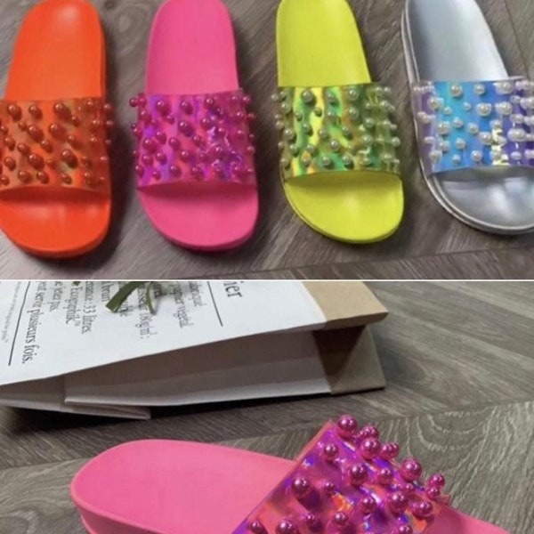 Pearl slide slippers shoes