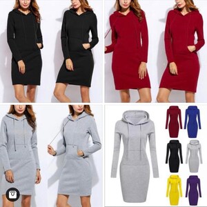 Long Sweatshirt dress Hi Low HiLo Tunic Cotton Long Sleeve Modest Sportswear Denim Pocket