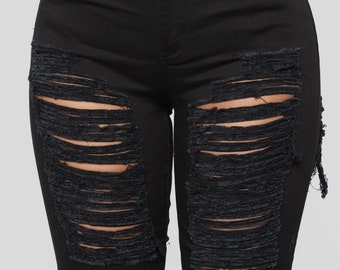 Rippled women ripped jeans