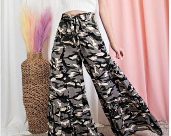 Wide Leg Camo Pants - Etsy
