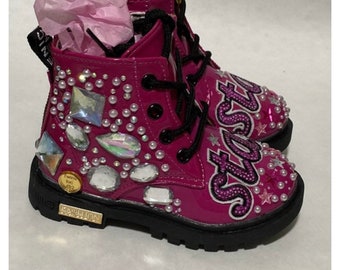 Girls size 7 custom toddler one of a kind fuchsia boots