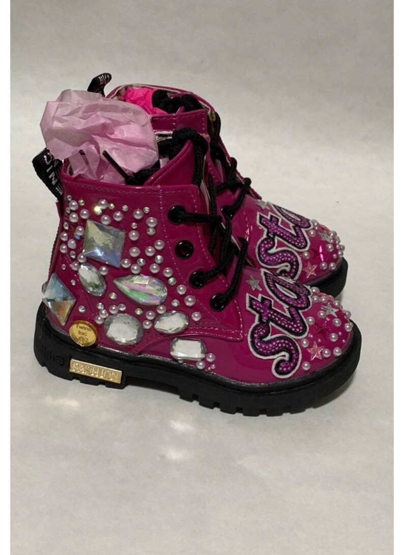 Girls size 7 custom toddler one of a kind fuchsia boots image 1