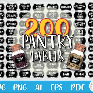 Pantry Labels Bundle SVG, Spice Labels svg, Kitchen Labels SVG, Canister Labels Svg, Food Svg, Kitchen Svg, Jar Labels, Pantry Organization