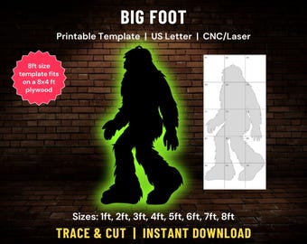 Bigfoot Template Printable, Trace And Cut Bigfoot, Sasquatch Silhouette Stencil Template, Outdoor Halloween Stencils Yard Decor