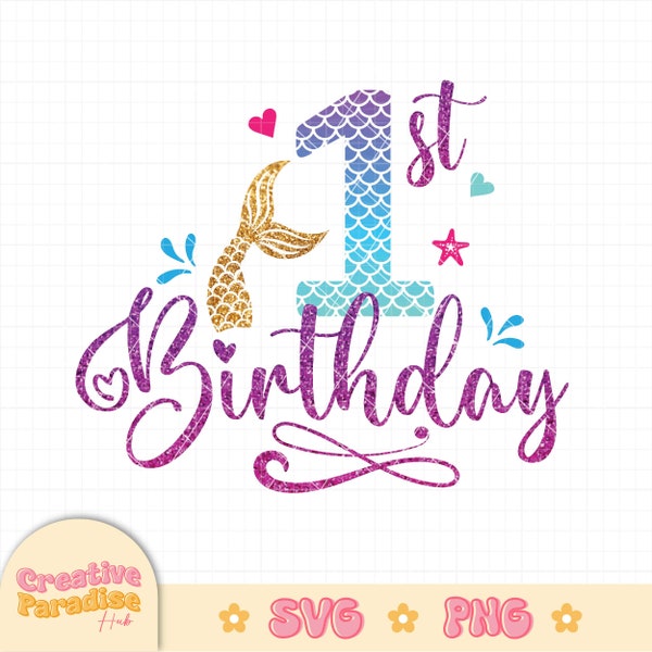 1st Mermaid Birthday Svg, My 1st Birthday Svg, Mermaid Svg, Mermaid Birthday Shirt, Girls Mermaid Shirt, Mermaid Girl svg