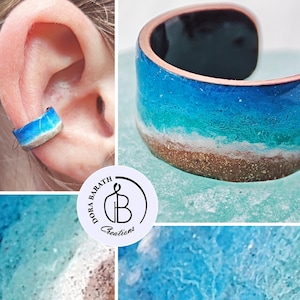 Enamel Ear Cuff Earrings, Summer Thick Ear Cuff Earrings, Minimal Ear Hoop, Ear Cuff No Piercing,Ear Cuff Non Pierced,Fake Piercing,BFF gift