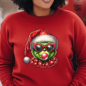 Funny Grinch Christmas-png: Red Xmas-clipart (digitale download)