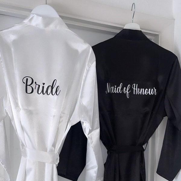 Personalised silk robes, dressing gown, personalised gown. Personalised bridesmaid/bride silk robe.