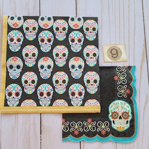 Paper Napkins for Decoupage two each/Day of the Dead/Four total