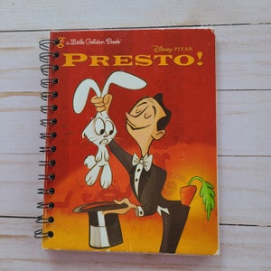 Vintage Little Golden Book &quot;Presto!&quot; Journal: Handmade Wire-Bound Memory Book