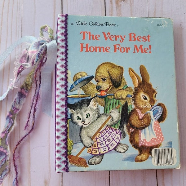 Vintage Little Golden Book Cloth-Bound Journal, "The Very Best Home For Me", Photo or Memory Book, Original Story Included