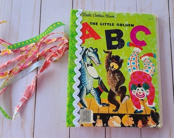 Vintage Little Golden Book Cloth-Bound Journal, " ABC", Photo or Memory Book, Original Story Included