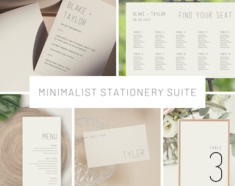 Minimalist Wedding Stationery Suite Templates, Editable Templates, Instant Download, Printable