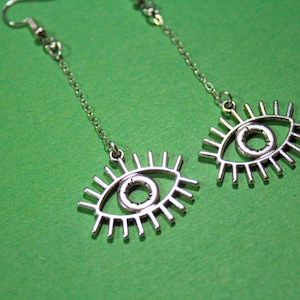 Hypoallergenic Cosplay Evil Eye Charm Chain Handmade Lightweight Dangly Earrings