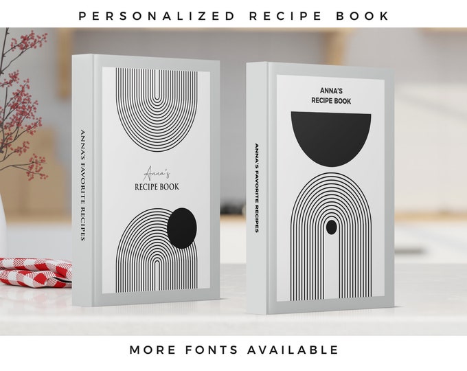 Personalized Recipe Book for 300+ Recipes. Custom Recipe Journal to Write in Your Recipes. Anniversary gift, Wedding gift idea, Gift for Mom