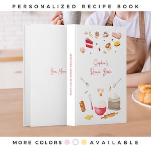 Personalized recipe journal to write your favorite 300+ recipes, custom recipe book, blank cookbook, birthday gift for mom, anniversary gift