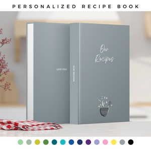 Personalized blank recipe journal to write your favorite 300+ recipes, blank cookbook, custom birthday gift, gift for mom & dad, anniversary