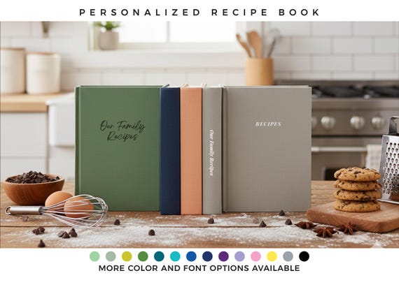 AI-free Personalized Family Recipe Book, Binder: 300 Page Blank Cookbook -  A Unique Personalized gift for Christmas