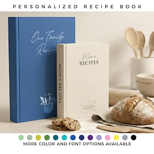AI-free Personalized blank recipe journal to write your favorite 300+ recipes, blank cookbook, custom birthday gift, gift for mom & dad