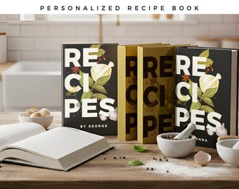 AI-free Personalized Recipe Journal: Custom Cookbook, 300 Pages Blank Recipe Book