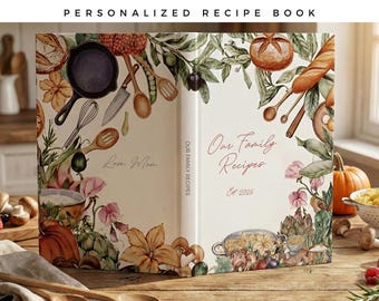 AI-free Personalized Recipe Journal: Custom Cookbook, 300 Pages. USA Quality Made Unique Recipe Book
