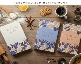 Personalized AI-free Recipe Journal: USA Made Cookbook, 300 Pages - Abstract Floral Recipe Book - Gift for Her