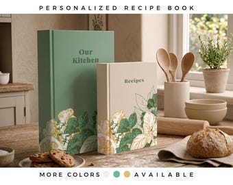 AI-free Personalized Recipe Journal: Custom Cookbook, 300 Pages. Unique Gift for Birthday, Wedding, Anniversary