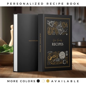 Personalized recipe journal to write your favorite 300+ recipes, blank cookbook, custom recipe book, birthday gift for mom, anniversary gift