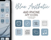 iOS14 App Icons Blue & White Theme, 460 IOS14 Icons (115 Unique Icons Bundle) IOS14 Icon App Cover Template,Blue Icon for iPhone,Home Screen