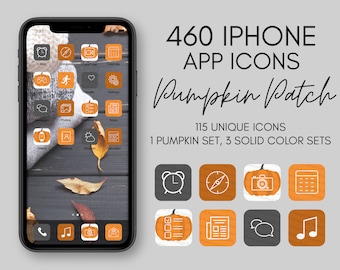 iOS14 App Icons, Pumpkin Patch, Fall Theme, 460 Icons (115 Unique Icons Bundle) IOS14 Icon App Covers,Fall Icons for iPhone,Orange Halloween
