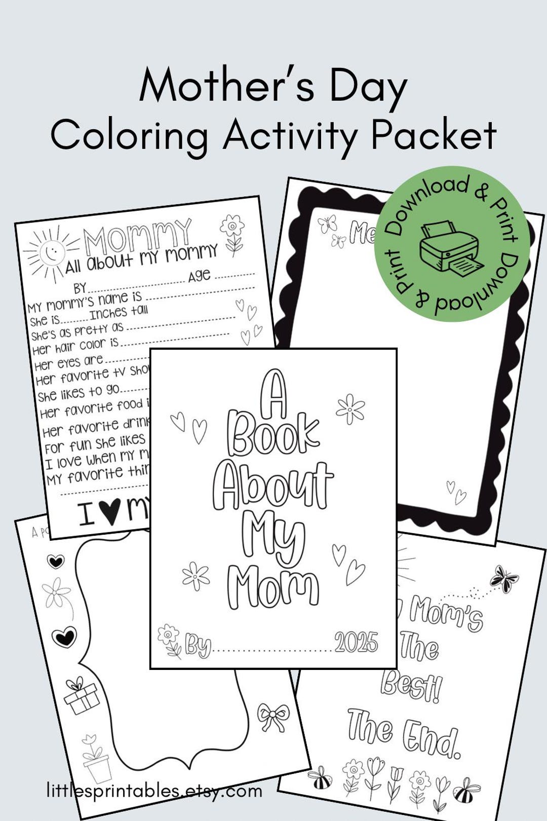 Mother’s Day Digital Coloring Packet,download and Print Coloring Sheets ...