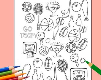 Kleurplaat sport voor kinderen: alle sportplezier (digitale download)