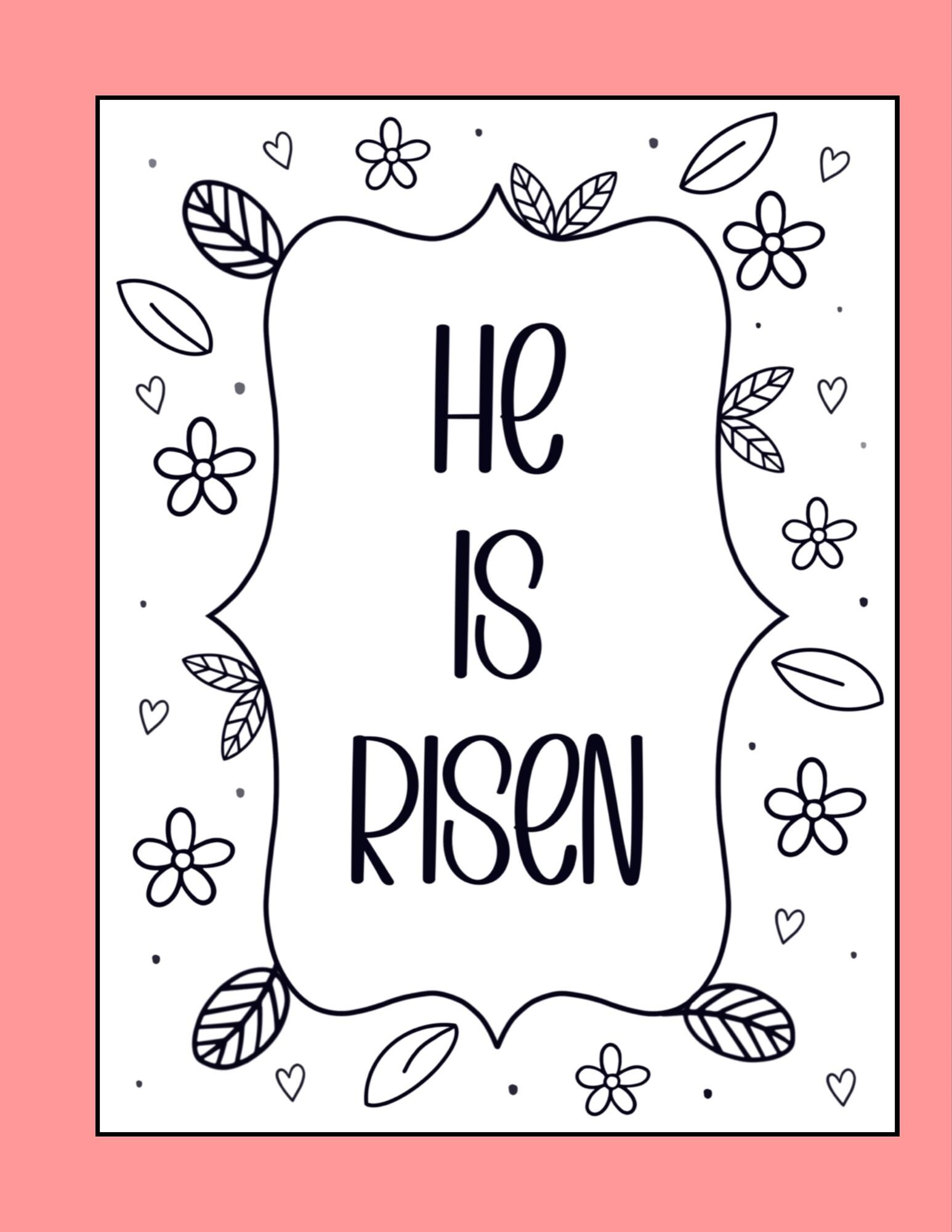 Easter Sunday 2 Page Digital Download Coloring Pages, He is Risen ...