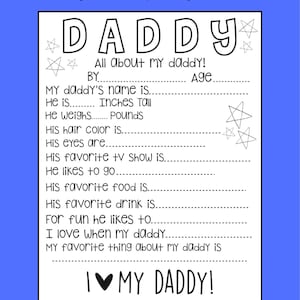 Alles over papa Afdrukbaar: vaderdaginterview voor kinderen (digitale download)