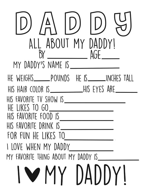 All About Daddy Printable Fathers Day Printable Fathers Day - Etsy