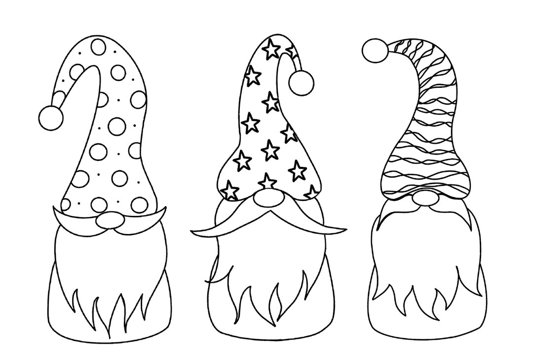 Santa Gnomes, Gnome Coloring Page, Gnome Coloring Book, Gnomes