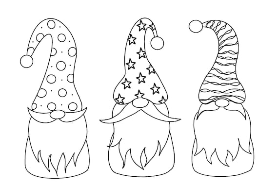 Santa Gnomes, Gnome Coloring Page, Gnome Coloring Book, Gnomes