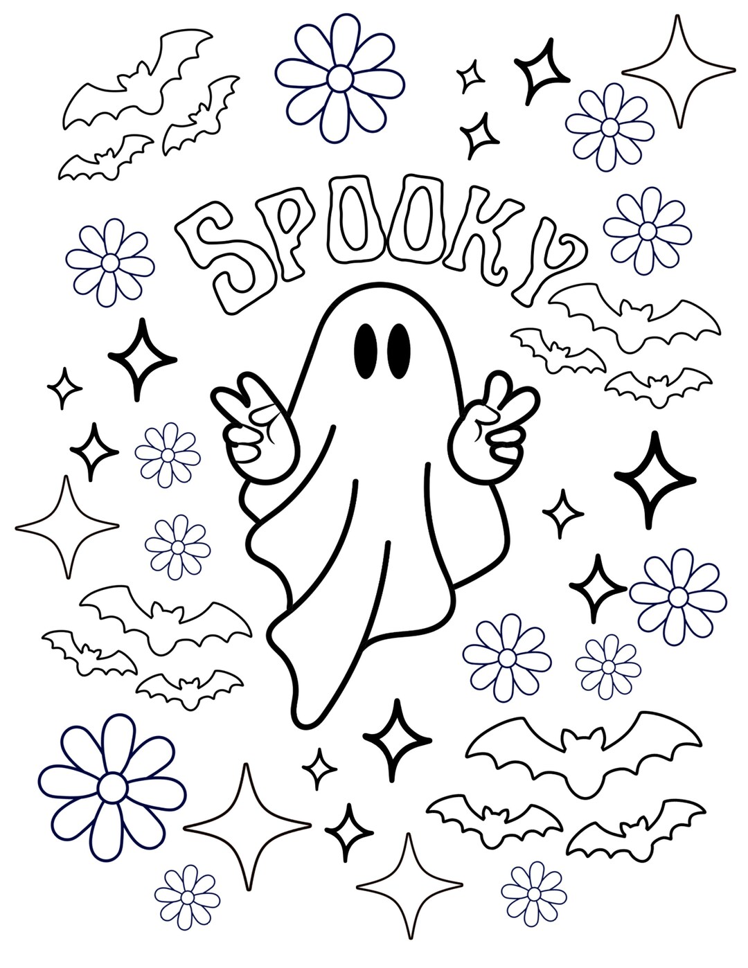 Groovy Halloween Coloring Page Instant Download And Print Etsy Groovy Halloween Coloring Page Instant Download And Print Etsy