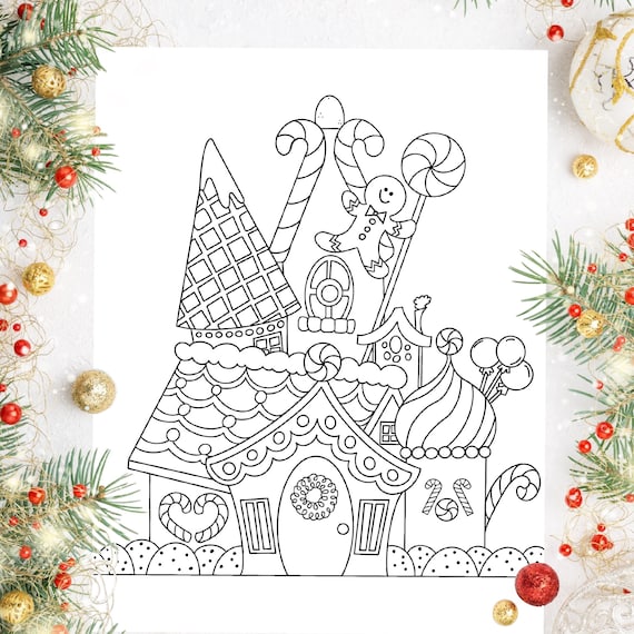 Gingerbread House Kids Coloring Pages Christmas Printable