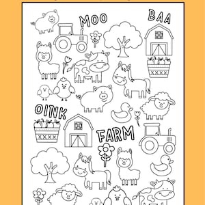 Bauernhoftiere Malseite, Barnyard Fun, Kinderaktivität (digitaler Download)