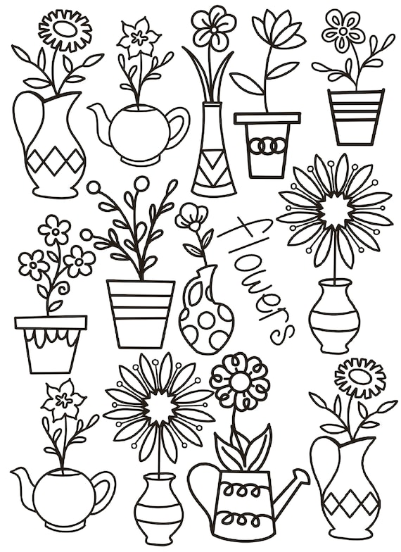 Set of 5 Decorative Flowers Coloring Pages - 2 – The Nature Bin