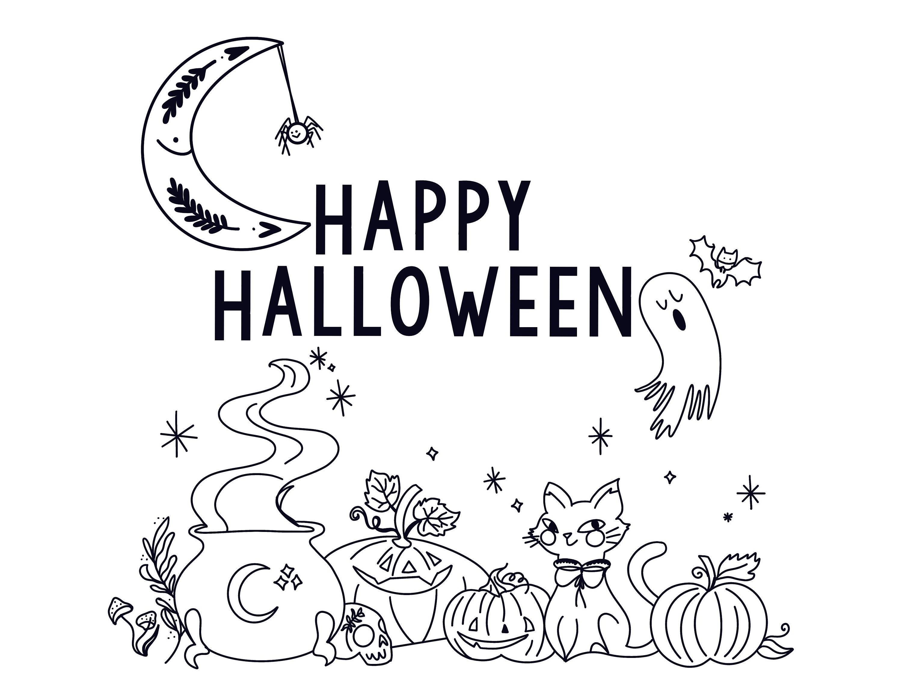 Halloween Digital Download Coloring Page Halloween Kids Etsy