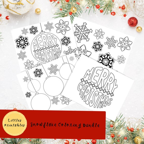 Christmas Coloring Bundle Christmas Coloring Pages Snowflake