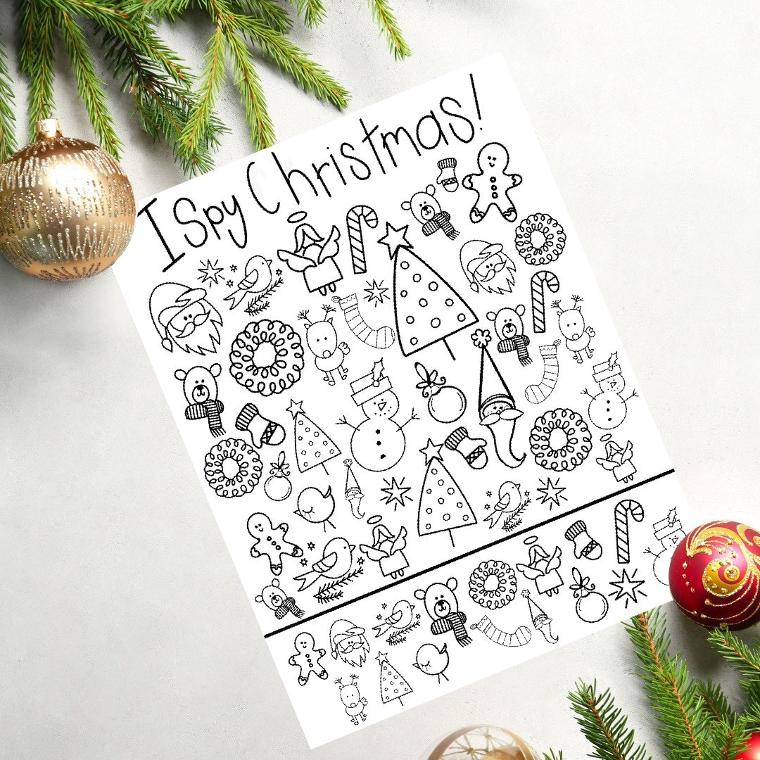 I Spy Christmas Printable Downloadable Page Coloring Page