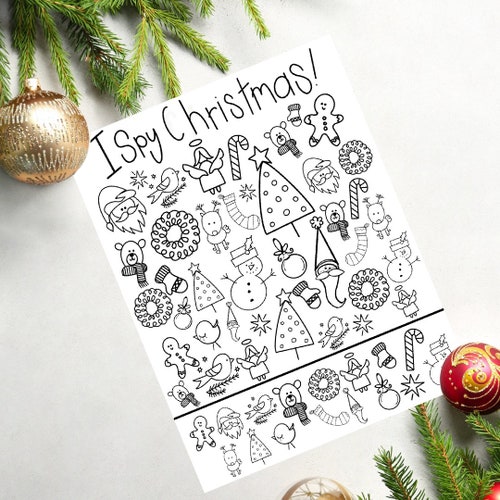 I Spy Christmas Printable Downloadable Page Coloring Page - Etsy