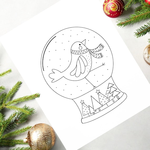 Snow Globe Coloring Pages Christmas Coloring Adult Coloring