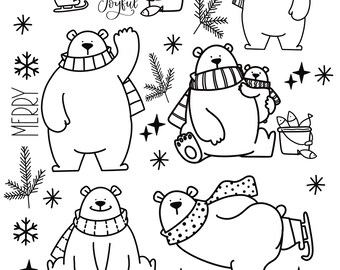 winter polar bears coloring pages