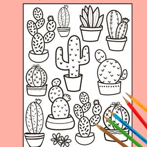Cactus Coloring Pages: Desert Succulents for Adults (PDF Download)