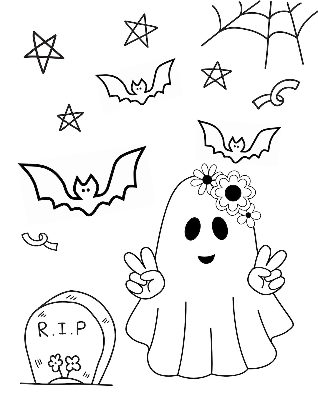 Groovy Halloween Coloring Page,instant Download/print Halloween Coloring,halloween Page to Color ...